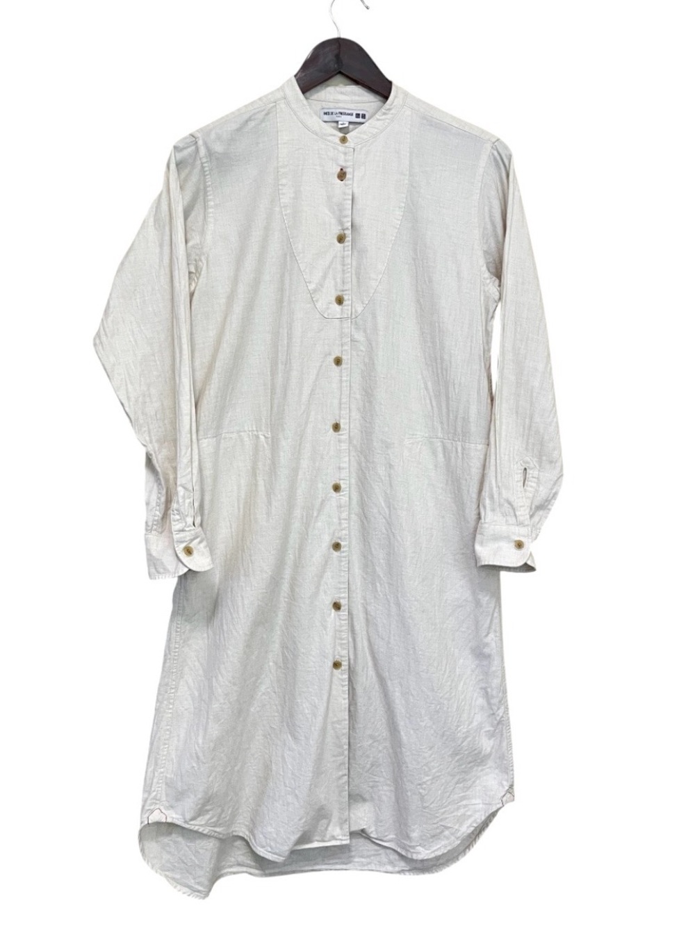 UNIQLO X Ines De La Fressange  Collarless Cream Shirt Dress